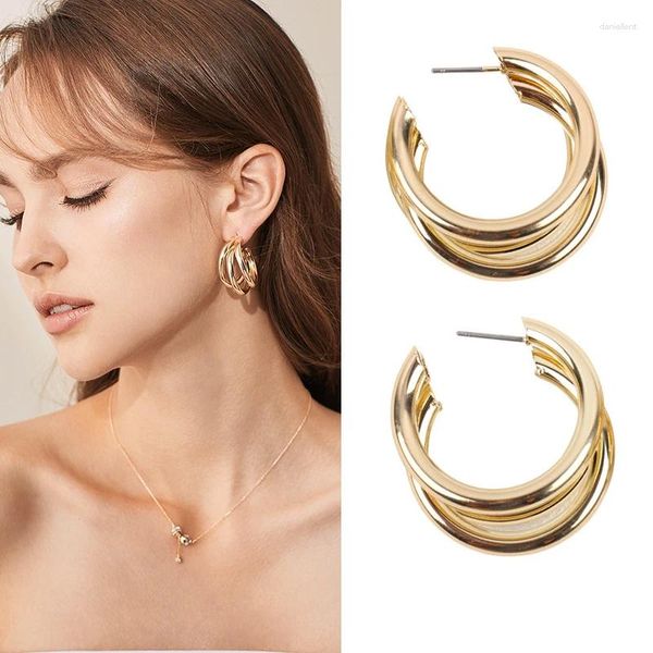 Gestüt Ohrringe Meyfflin Multilayer Tube für Frauen Vintage Gold Color Statement Ohrring Schmuck Mode weibliche Brincoos