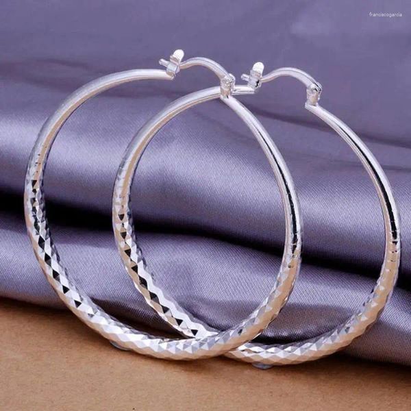 Hoop Ohrringe 925 Sterling Silber Big Ohrring Frauen Lady 5cm Kreis Top -Qualität Mode Hochzeit Schöner Schmuck