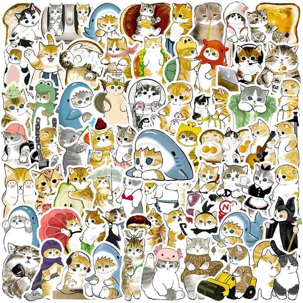 Tattoo Transfer 10/30/50/100pcs süße Katzen -Tier Graffiti Aufkleber Kawaii Cartoon Decals Kinder Spielzeug Laptop DIY Scrapbook Koffer Telefonauto Aufkleber 240426