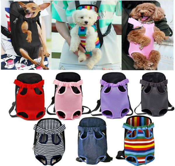 6PCSDHL Backpack Pet Transportes Mochila ajustável Puppy Cay Dog Front Carrier pernas fora Mesh Canvas Sling Carry Pack Travel Tote ombro BA8146681