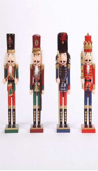 Soldados de nutcacker de 30 cm de madeira de madeira Puppet Zakka Creative Desktop Decoration Tamanho Grande Ornamentos de Natal Desenho de Walnuts 1691311