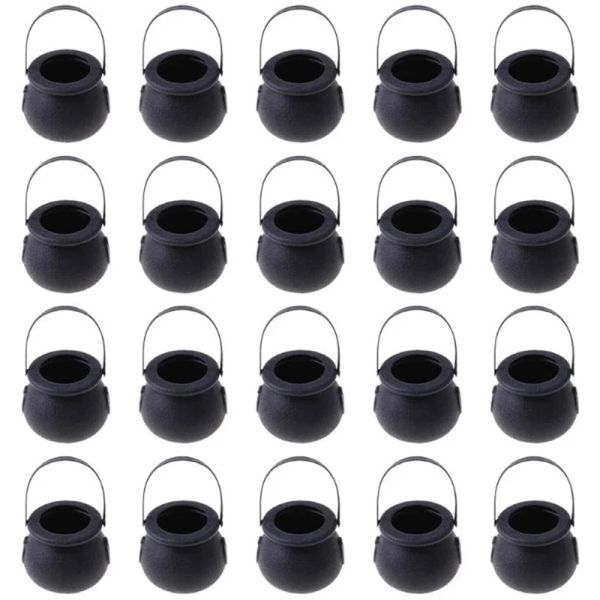 Kontrollen 20 PCs Mini -Süßigkeiten Kessel Hexen Skelett Cauldron Halter Pot mit Griff für Halloween Ostern St. Patrick's Day Party