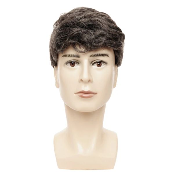 Wigs Gres Wavy Man parrucche per capelli corti parrucche per uomini Toupee Fibra ad alta temperatura Sintetica Miscelata Colore per uomini d'affari