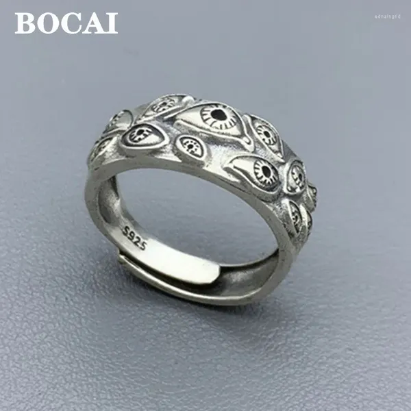 Clusterringe Bocai S925 Silberschmuck Accessoire Eye of God liebevoller Blick auf Paare Ring für Männer und Frauen verstellbar