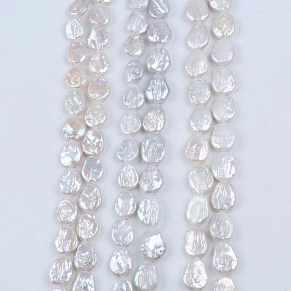Ketten 16-18mm A // Grade natürliche weiße Farbe Süßwasser Keshi Lose Münze Perlen Perlen Strang für Schmuckherstellung