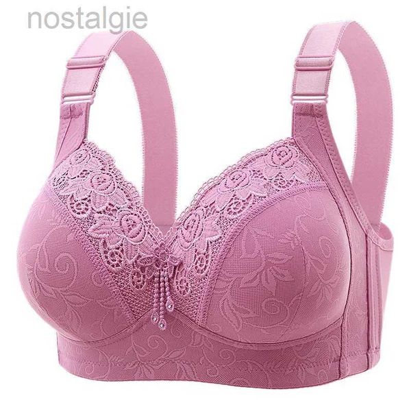 La maternità intimate nuovi grandi pizzo di lusso senza reggiseno ad anello in acciaio Smellino laterale Bra Sm sul seno grande Mammpe di regolazione Mamme a forma di piccolo biancheria intima D240426