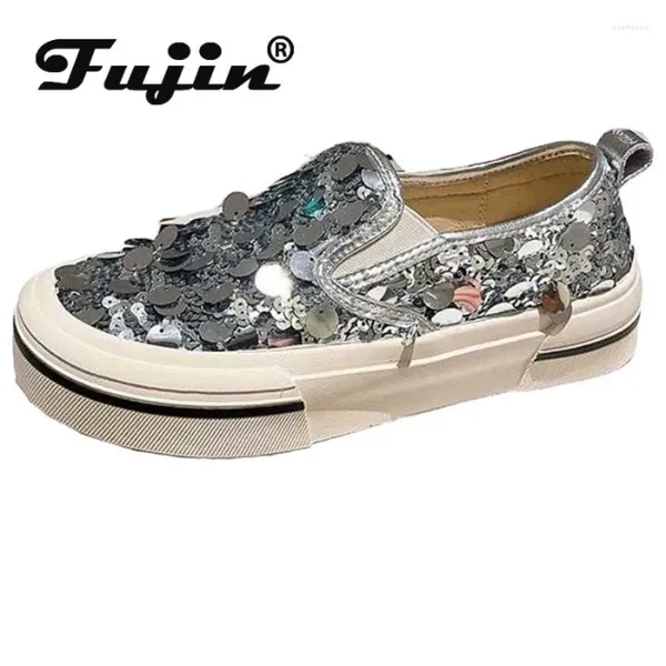 Casual Shoes Fujin 3,5 cm Luft Mesh Synthetic Slip auf Plattform Keilpumpen Sommer Slipper Mode Frauen Sandale Bling Chunky Sneakers Rome