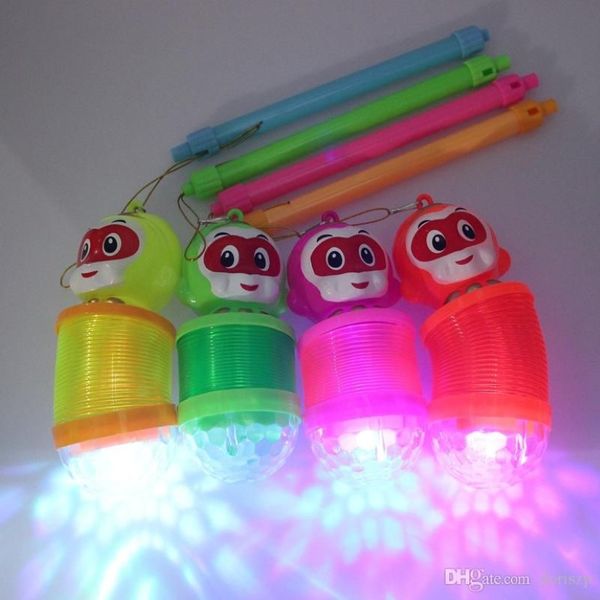 Bütün LED Işıklı Oyuncaklar Çocuk Çocukları Aydınlık Oyuncak Oyuncak Karikatür Tarzı Gökkuşağı Yüzük Fener Glowing Noel Hediyesi 12 PCS L254Q