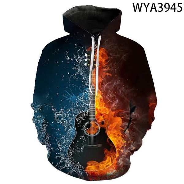 Erkek hoodies 2024 moda gündelik hip hop gitar sweatshirts erkek kadın çocuklar 3d baskılı sokak kıyafeti erkek kız çocuk üstleri
