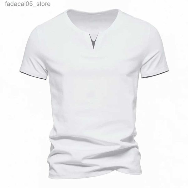 Мужская футболка мужская футболка сплошной V-образное с коротки