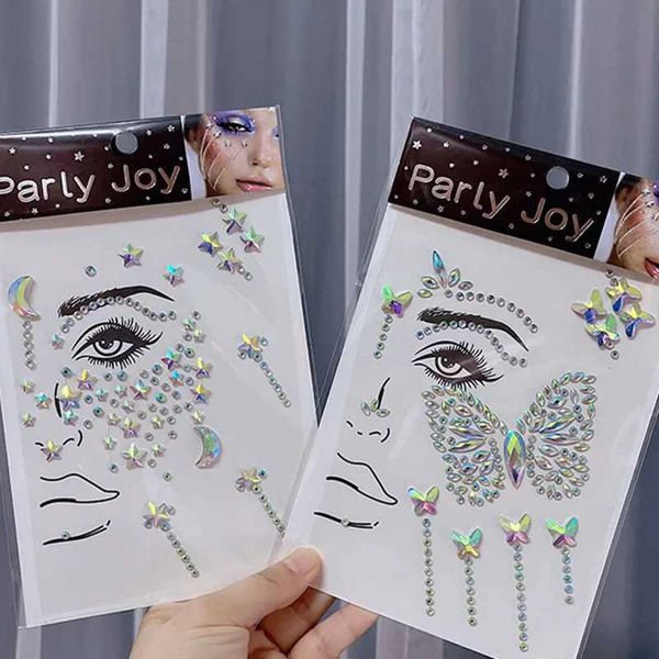 Tattoo Transfer Glitter Face Jewelry Starty Face Jewels Makeup Art Eyeliner Eyeliner Tattoo Party Bady Makeup Ferramentas Eye Rhinestones 240426