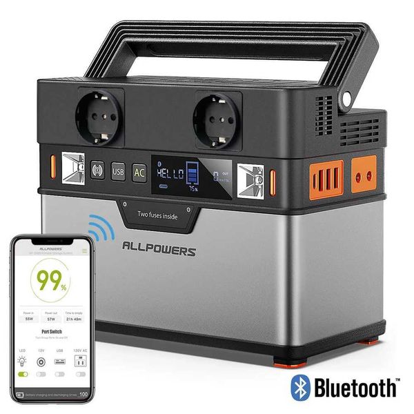 Силовая банки сотового телефона AllPowers 110V 220V AC 300W Электростанция Pure Sine Wave 288WH Портативный генератор автомобиль хладагент телевизионный ноутбук 240424