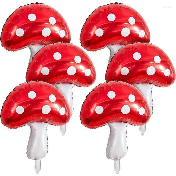 Decorazione per feste 6 pezzi Woodland Fairy Forest Balloon Mushroom Cute Red Foil Fun Plant Ballions a tema