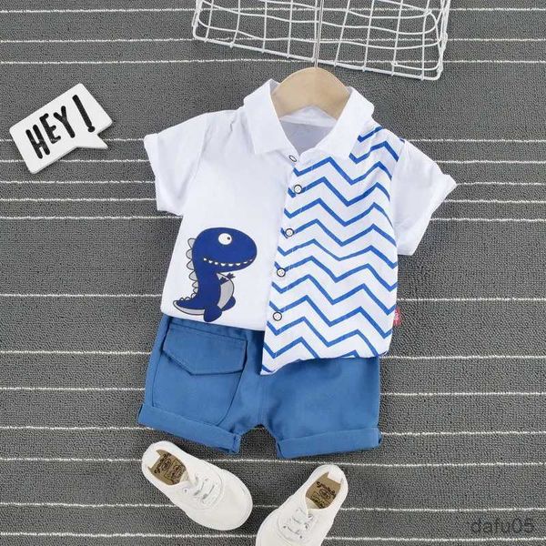 Roupas definem novo verão crianças crianças meninos roupas roupas infantis camisa de dinossauro shorts 2pcs/set infantil algodão para criança figurina 1 2 3 4 anos