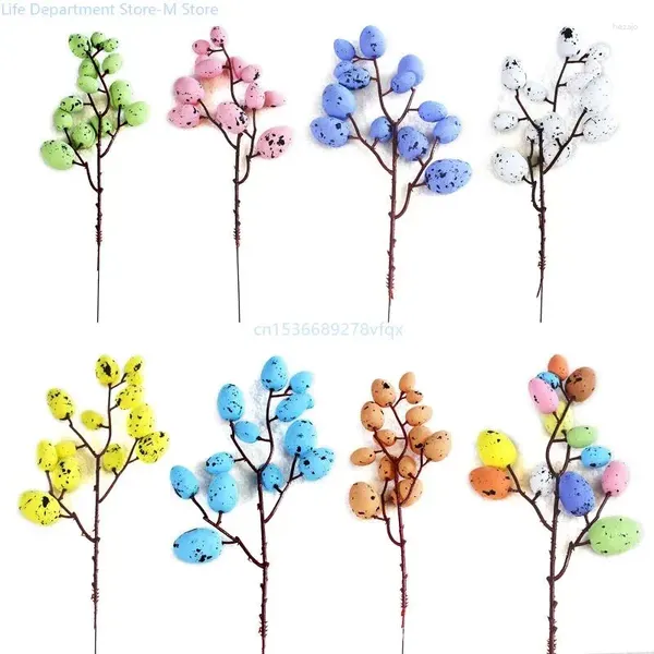 Fiori decorativi Easter Egg Branch artificiale ramo colorato in schiuma di uccelli uova decorazione fai da te artigianato