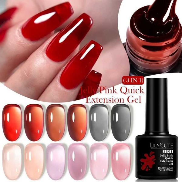 Лак для ногтей Lilycute 7ml Jelly Pink Red Quick Extension Gel лак для ногтей Акрил прозрачный строительный гель Полу постоянного ультрафиолетового лака Y240425