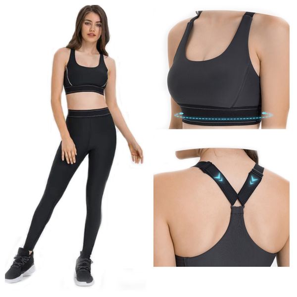 Al-2024 Kadın Yoga Kıyafet Ayarlanabilir Omuz Kayışı Spor Sütyen Elastik Bel Eğitimi Yoga Pantolon Kadın Aktif Giyim Seti