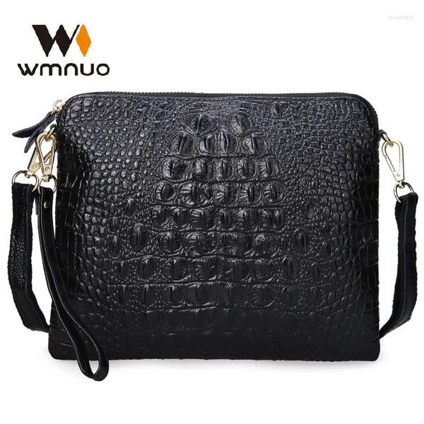 Bolsas de ombro wmnuo 2024 Couro genuíno mulheres embreagem de crocodilo vintage Pattern Evening Party Messenger Factory Sale