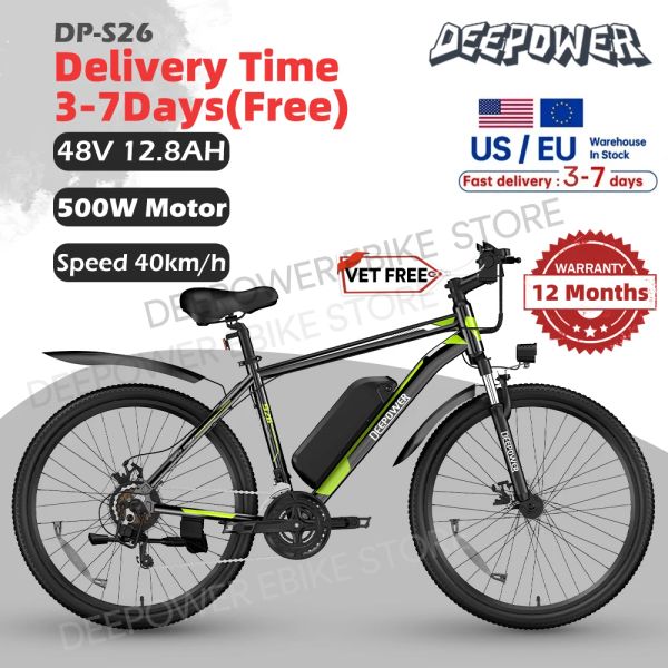 Bisiklet Deepower S26 26inch Elektrikli Bisiklet 500W 48V 30AH Lityum Pil Yetişkin Elektrik Dağ Bisiklet Crosscountry Ebike AB Teslimat