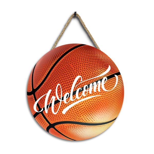 Moderne minimalistische Wanddekoration Wand hängen runde Willkommenszeichen Basketball Holzdekoration Basketballteam Geschenk Wandkunst Dekor anpassbares Holzschild