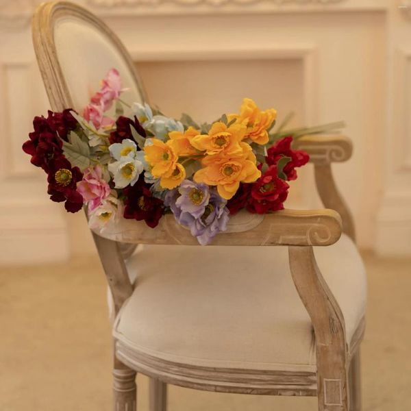 Flores decorativas 1pc 9 cabeças de neve lótus de seda artificial casa de casamento interno decorações de festas falsas de flores de flores falsas