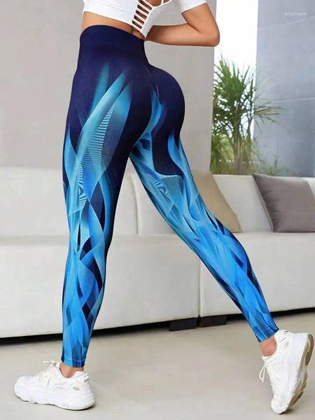 Активные брюки проектируйте высокую талию спортзал булифтер 3D цифровые сублимации печатные йога леггинсы спорт бег для женщин