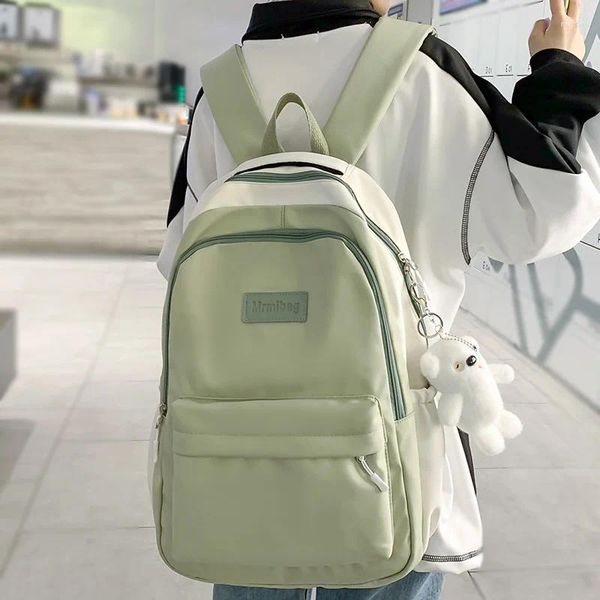 Bolsas escolares Mulheres na moda laptop verde Bolsa à prova d'água feminina feminina Lady Lady Capacidade Backpack College Bote Girl Travel Book