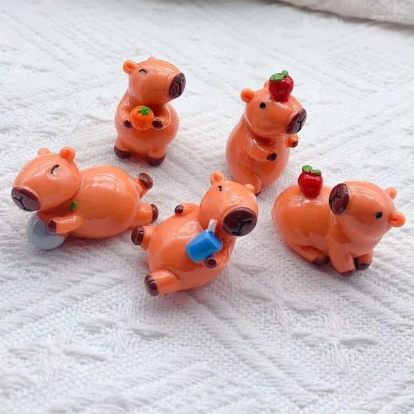 Charms 5pcs kawaii mini 3d капибара смола Прекрасная ленивая кулона животных для животных DIY