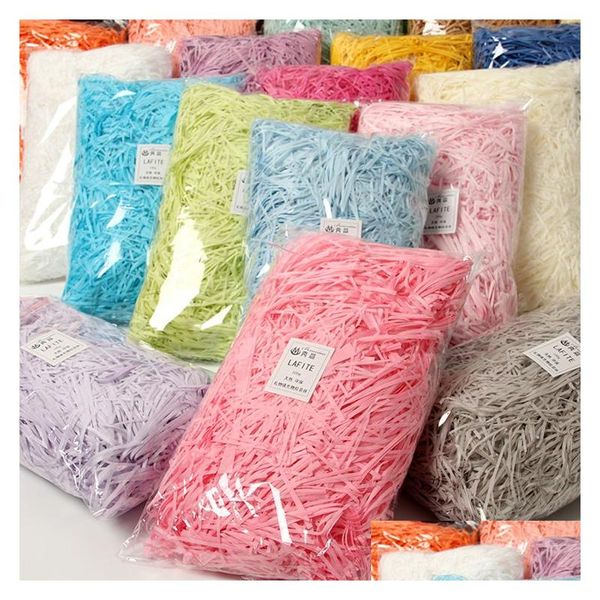 Geschenkverpackung 500G 1 kg DIY Paper Raffia Farbe zerkleinerte Crepe Candy Box Füllmaterial Home Dekoration Geburtstag Feiertag 230209 HomeFavor Dhwok