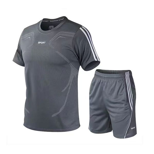 Roupas de roupas rápidas de verão Conjunto de esportes de moda casual masculino, roupas de treinamento solto, roupas de fitness respiráveis, por atacado