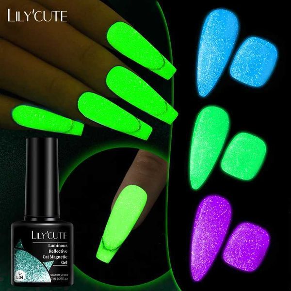 Smalto chiodo lilycute 7ml luminoso gel magnetico smalto chioda art unghie Halloween Glow-in-dark semi permanente gel UV immergiti dalla vernice polacca Y240425