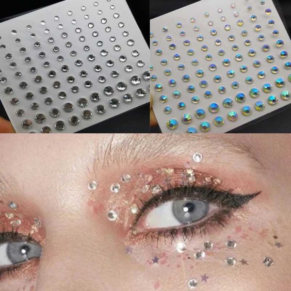 Tattoo Transfer Crystal Tattoo Sticker Glitter Glitter Eyeliner Eyebrow Makeup Face Eyes Diamond Tattoo Rock Rocha Rocha Rocha 3D adesivos de Eyeliner 240426