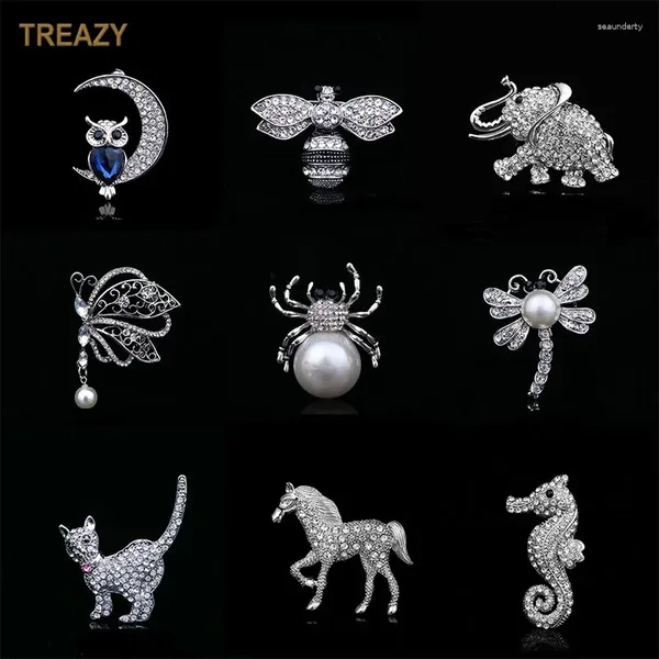 Spille argento placcati adorabile animale 2024 Fashion Crystal Horse/Elephant/Bee Pins for Women Men Regali