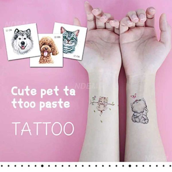 Tattoo Transfer temporärer Tattoo Spaß Frauen wasserdichte Tattoo Trending Environmental Tattoo Kunst für Frauen wasserdichte Tier süßes Hund Aufkleber Neu 240426