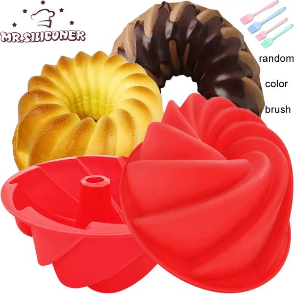 Stampi 3d a forma di grande forma a spirale silicone bundt torta da pentola da 10 pollici panetteria da forno stampo strumenti di cottura a forma di ciclone stampo stampo strumento da forno fai -da -te