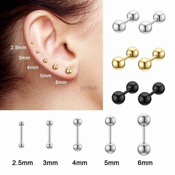 Stud 1Pair Fashion Titanium Steel Stud String para parafusos de bola pequenos Brincos pequenos Brincos de lâmpada de unhas de ouvido Jóias de corpo D240426