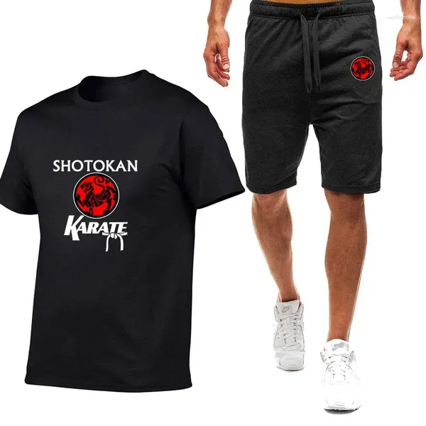 Ternos masculinos Sokan Karate 2024 Algodão de verão Camisetas curtas Camisetas Tops Shorts Casual Sports Wear Fitness Duas peças