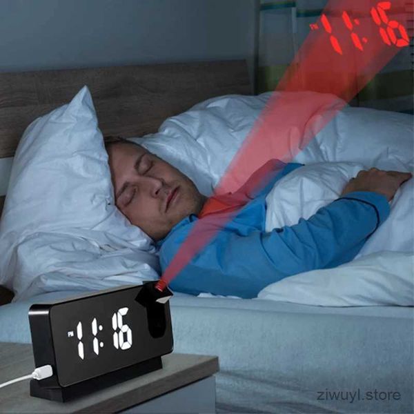 Schreibtisch Tischuhren Projektion Wecker für Schlafzimmer LED Digitale Uhr Projektion auf Deckenwand wiederaufladbare Zeittemperatur Display Snooze Snooze