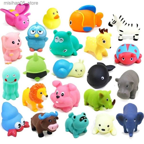 Sand Play Water Fun 1 Cute Animal Baby Baby Toy Duck Fish Pesce colorato in gomma morbida Float Squeezing Sound Water Water Toy Beach Giocattolo Q240426