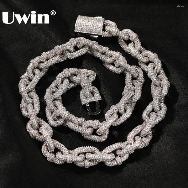 Correntes Uwin 14mm Link Chain Chaker Colar para homens Iced Micro Pave Configurando Cubic Zirconia Fashion Hip Hop Jewelry Gift