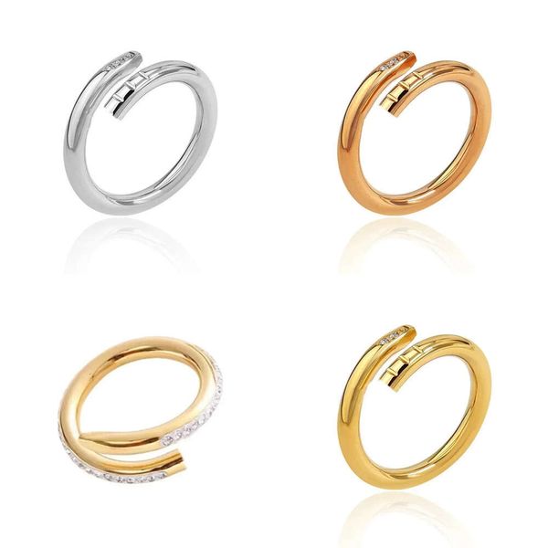 Love 2024 Rings for Women Designer de diamante Ring Jewelry Jewelry Fashion Classic Titanium Steel Band Gold Gold Rose Color Tamanho 6-9Q9 Qualidade original