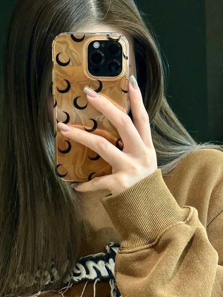 Case di cellulare Elegante colore illusorio illuso Golden Full Schermo Moon Cover per iPhone 15 14 13 12 11 Pro Max Shock Aound Protective Case J240426