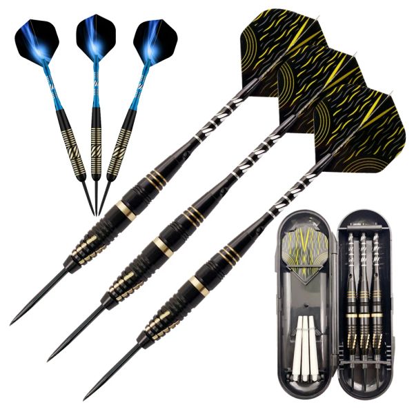 Dart Profesyonel Sert Dartlar 24G Pirinç Fıçılar Çelik Uç Dart Alüminyum Oyma Şaftlar Evcil Hayvan Uçuşları 3 PCS Kutulu Ev Arkadaşları Parti Oyuncakları