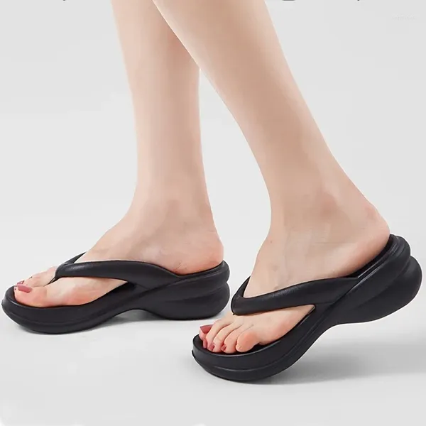 Freizeitschuhe Frauen Blockabsatz Flip Flops Offener Zeh