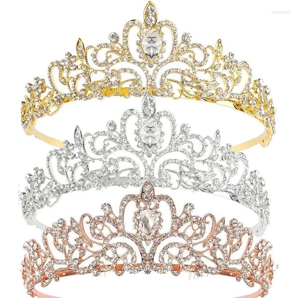 Clip per capelli Tiara di colore d'argento oro e corone per sposa da sposa Crystal Pearls Diadems Ornamenti della testa di strass Accessori di moda