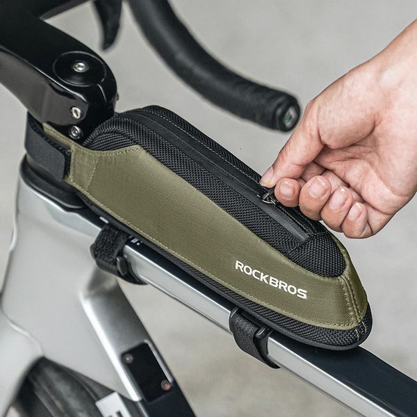 Rockbros Fahrradbeutel tragbarer Zykling -Top -Rohrbeutel Nylon MTB Road Telefon Tooltasche Reflektierend Ultraleichte Fahrrad PALBER POCKTE 240422