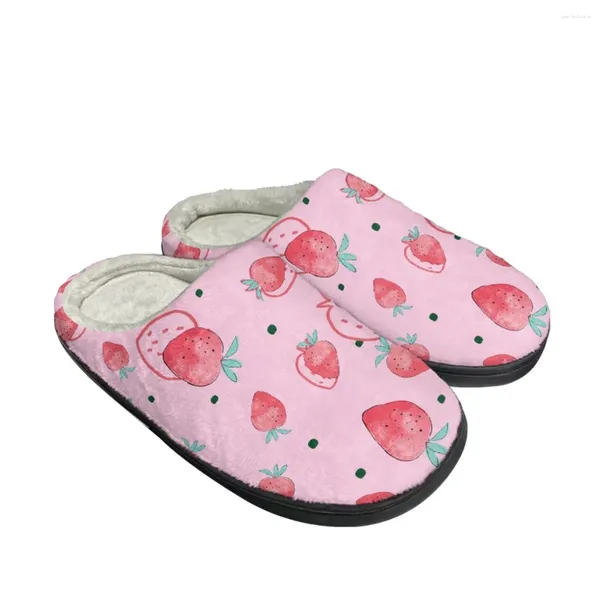 Pantofole kawaii pattern di frutta fragola rosa donna maschio autunno inverno viaggio all'aperto comodo mantieni la pantofola calda peluche