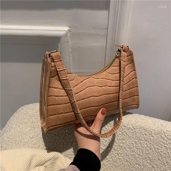 Totes Padrão de crocodilo PU bolsas de couro feminino Bolsa de ombro feminino Moda das mulheres braço retro casual mulheres carregam pequena embreagem