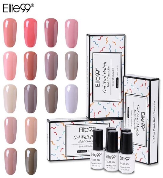 Elite99 5 Piecesset Nude Color Gel Plock с подарочной коробкой 7 мл Полу постоянного эмалевого ультрафиолетового геля замачивается для ногтей LaCquer8603929