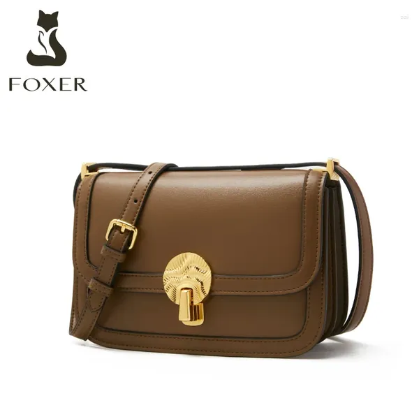 Omuz Çantaları Foxer 2024 Moda Retro Çanta Bayanlar Bölünmüş Kötü Kötü Küçük Flep Crossbody Ayarlanabilir Kayış Under Embl Çantası